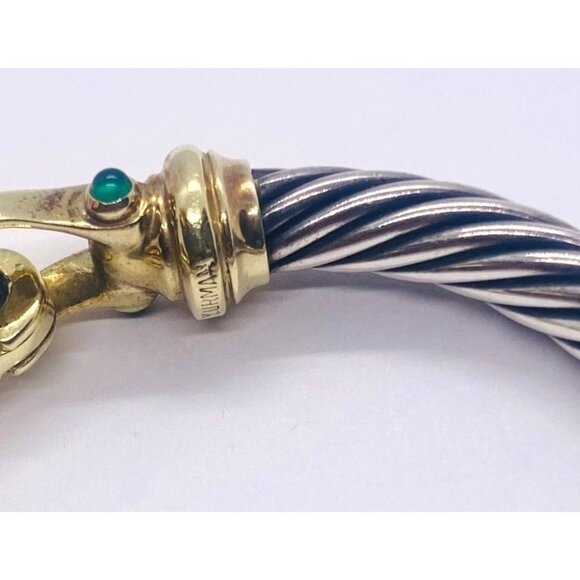 David Yurman 925 14k  Cable Buckle  Bracelet Chalcedony and Garnet - Picture 9 of 10
